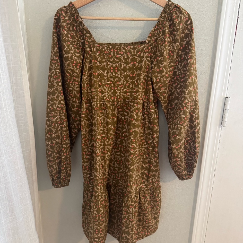 Universal Thread Olive Floral Long Sleeve Dress